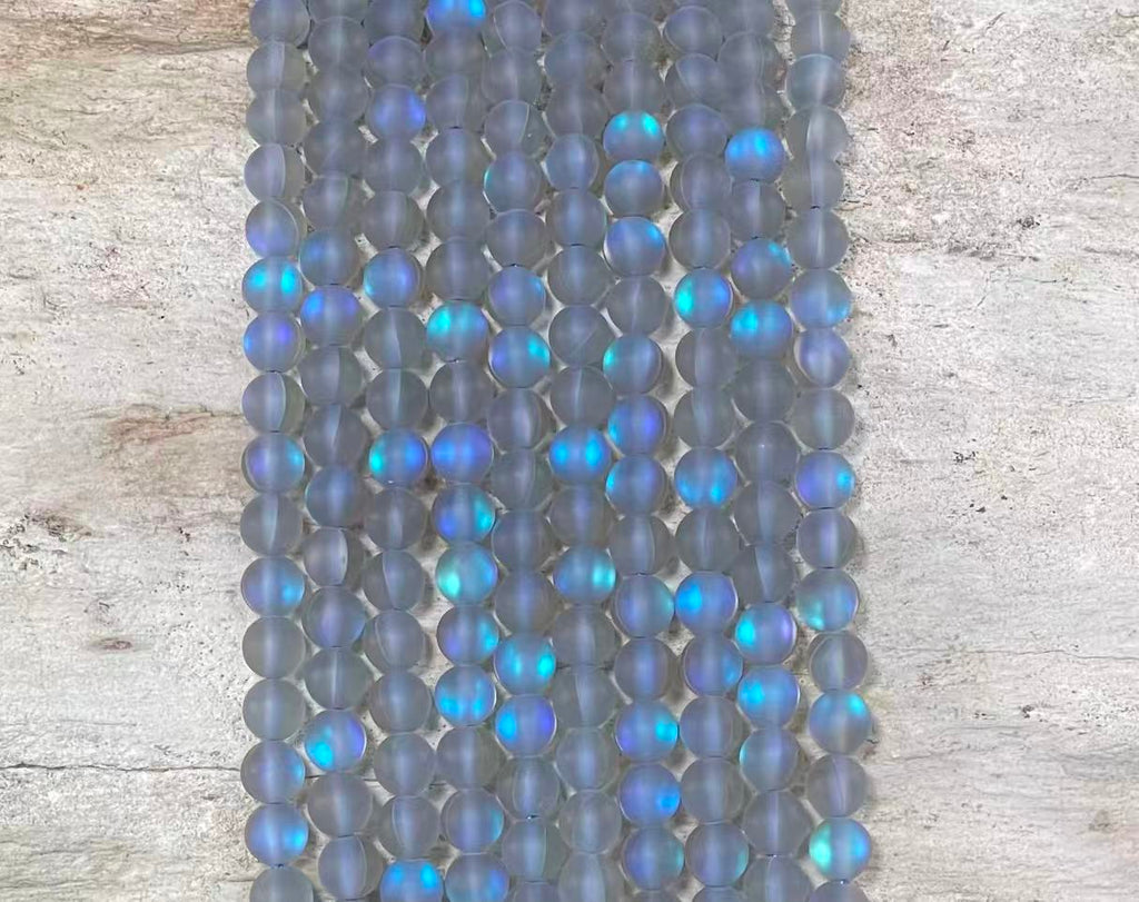 Matte Mermaid Glass Beads aka Mystic Aura Quartz, Round 6mm 8mm