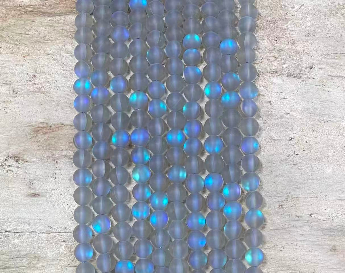 Matte Mermaid Glass Beads aka Mystic Aura Quartz, Round 6mm 8mm