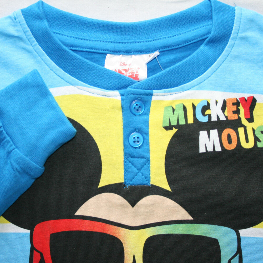 Long thin cotton pajamas for kids - Mickey Mouse - Summer starts - Jersey - medium blue - 110