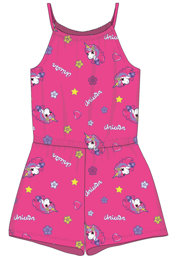 Unicorn summer cotton overalls - pink - 116